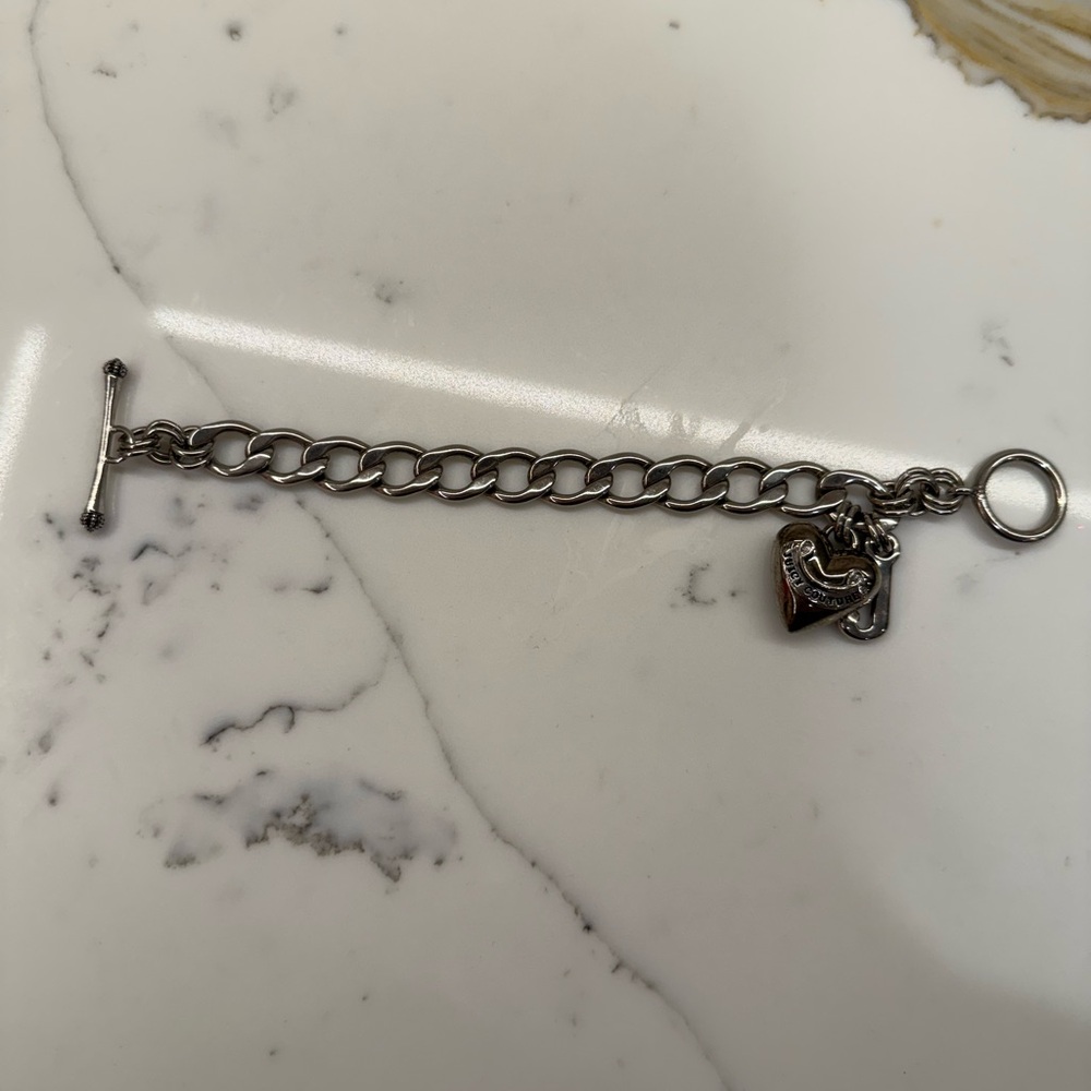 Y2K Juicy Couture Silver Chain Charm Bracelet with Heart Charm